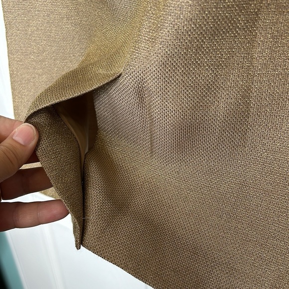 Talbots NWT Pencil Skirt Women's 8 Metallic‎ Linen Blend Gold Classic Careerwear - Picture 5 of 7